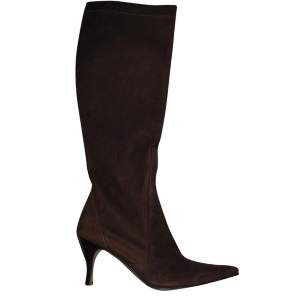 Cole Haan Kathy Boots Knee Length Pointed Toe Chocolate Suede